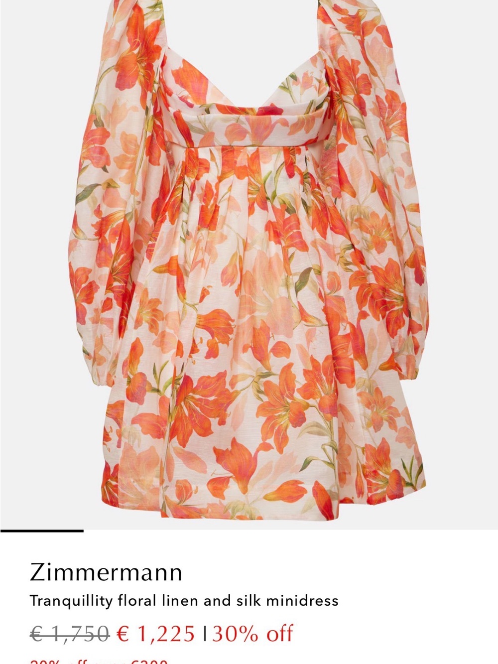 NWT Zimmermann Orange Floral Puff-Sleeve Kids Dress